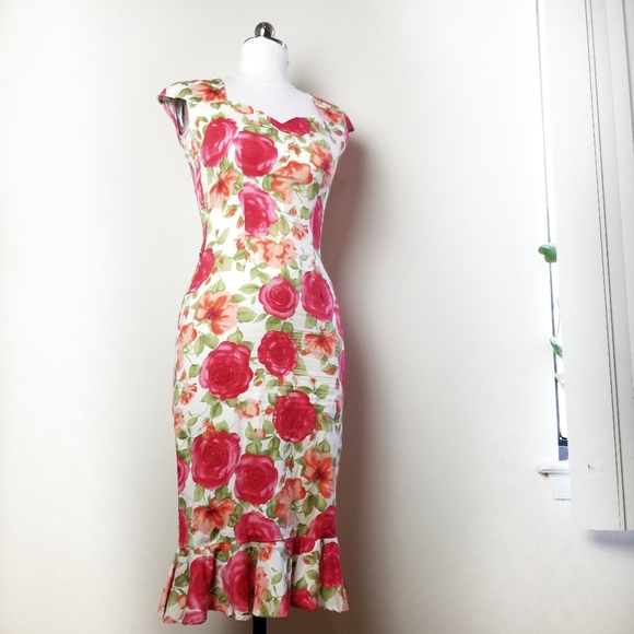 Bettie Page Dresses & Skirts - Bettie Page Floral Wiggle Dress